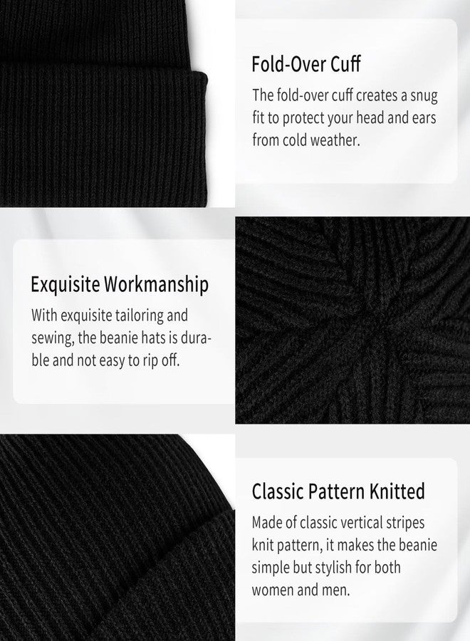 MSDC Beanies Women 3 Pack, Winter Hats for Women Men Fleece Lined Knit Warm Thermal for Cold Weather, Beanie for Women Fashionable Skull Cap(Black+Gray+Dark Orange) - Image 4